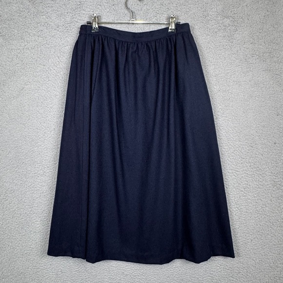 NATURAL LIFE Dresses & Skirts - VTG Personal Skirt Womens 12 Blue Wool USA Made Minimalist Basic Capsule Classic